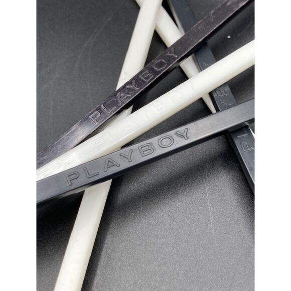 Six VTG Playboy Swizzle Sticks One Tahitian Bar Castaways Stick MCM Bar - Picture 7 of 7